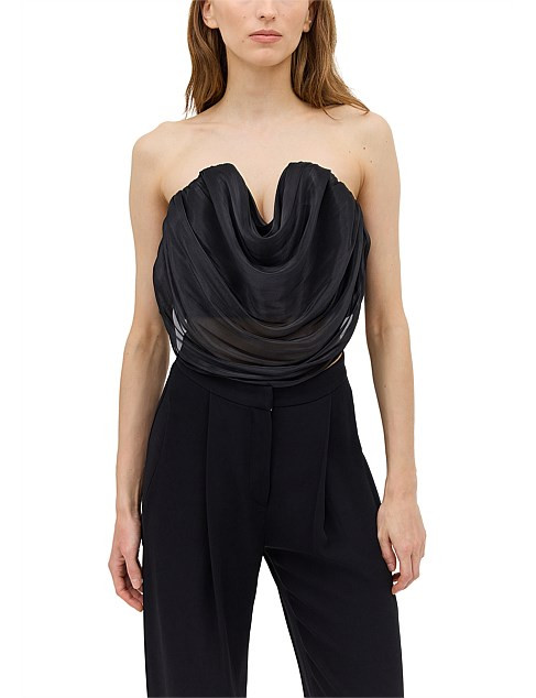 Bianca Spender Black Liquid Organza Tidal Bustier Top | David Jones | David Jones (Australia & New Zealand)