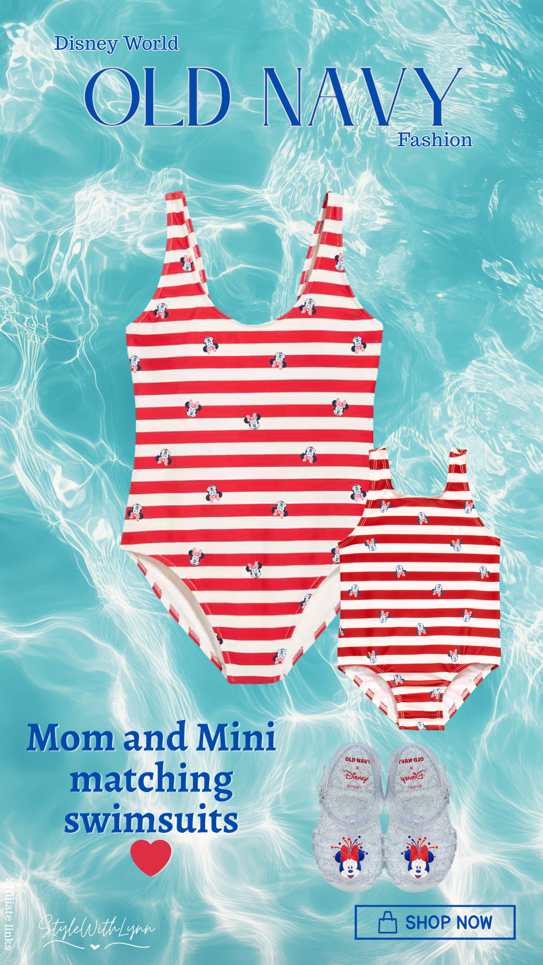 Matching Disney swim days just got cuter! 🏖️✨ These Mom and Mini matching swimsuits from Old Navy are perfect for your next Disney World resort day, poolside photos, water park fun, or beach vacation! ❤️🤍 Featuring adorable Minnie-inspired details and the cutest coordinating toddler swimsuit and glitter jelly sandals combo.

If you’re planning a Disney vacation, these matching family outfits are such a must-have for Typhoon Lagoon, Blizzard Beach, resort pool days, or summer Disney style inspiration. ☀️🐭

Shop this Disney-inspired swimwear look before it sells out! 🎀 

 #DisneyWorld #DisneyStyle #DisneyOutfits #DisneyMom #MomAndMini #MatchingSwimsuits #DisneyVacation #DisneyResortStyle #MinnieMouseStyle #DisneyFashion #OldNavyStyle #FamilyMatchingOutfits #DisneyTravel #SummerStyle #DisneyAesthetic #PoolDayStyle #DisneyInfluencer #MomStyle #DisneyPoolDay #MatchingMomAndDaughterOutfits #LTKmomlife #LTKSwim #LTKTravel