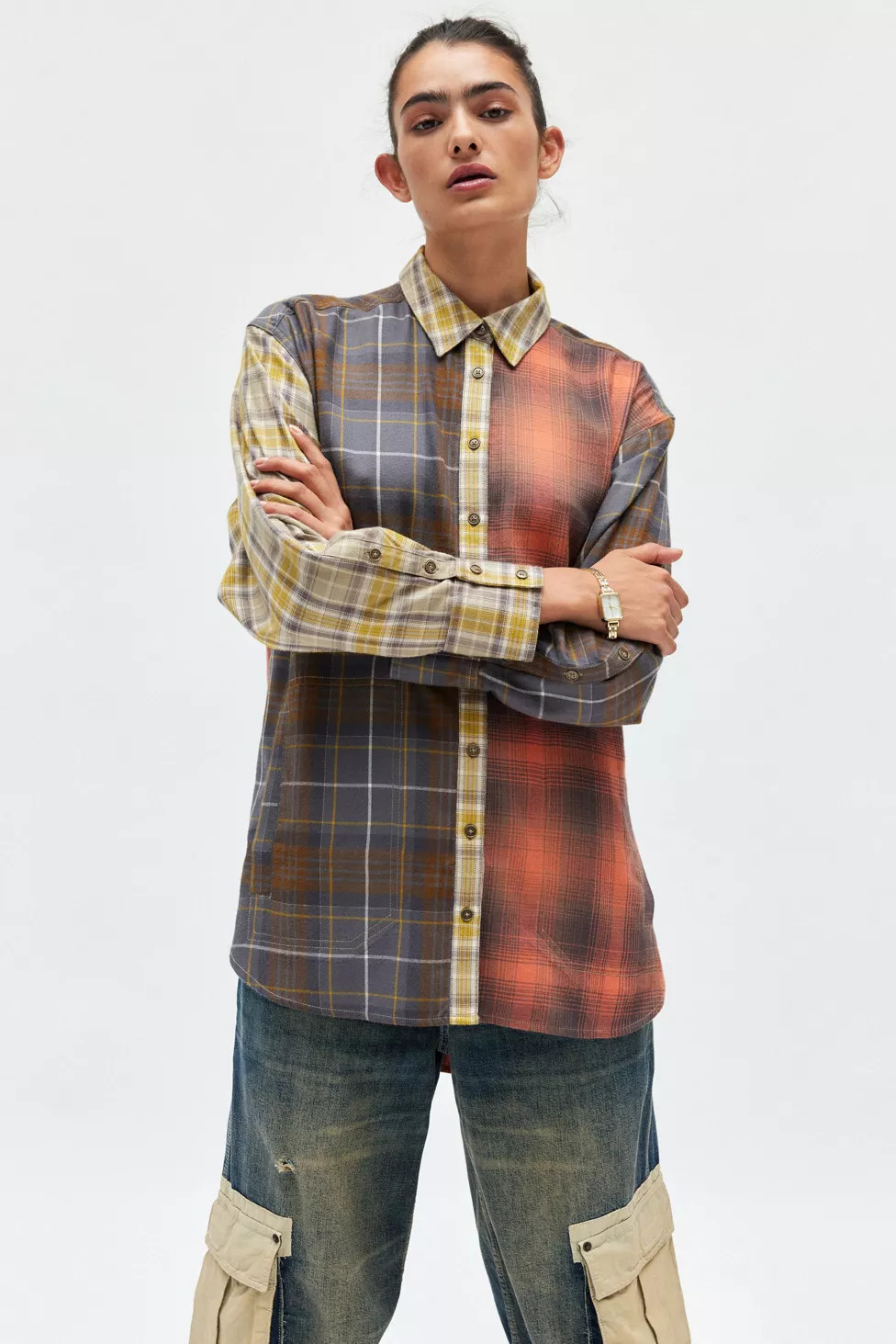 BDG Rick Spliced Boyfriend Flannel Shirt | Urban Outfitters (US and RoW)