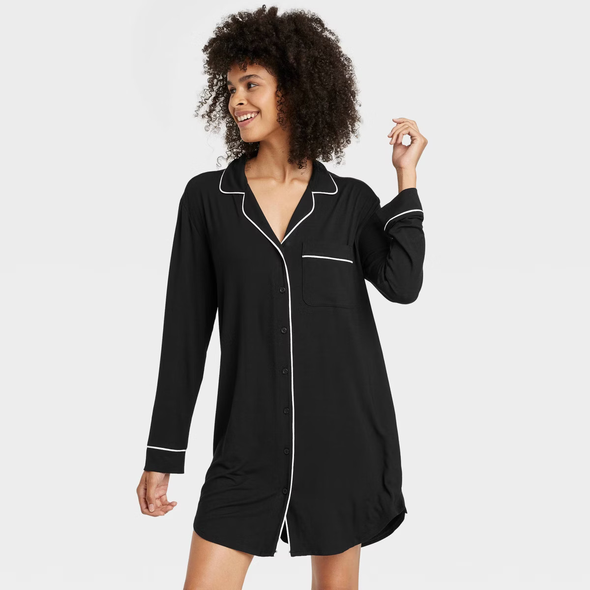 Women's Cloud Knit Notch Collar Long Sleeve NightGown - Auden™ | Target