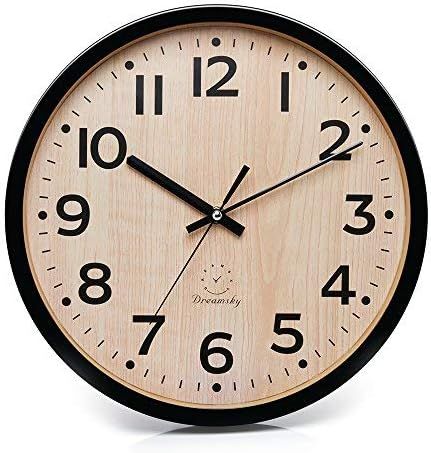 DreamSky 12" Large Wall Clock, Battery Operated Non-Ticking Quartz Analogy Wall Clocks for Kitche... | Amazon (US)