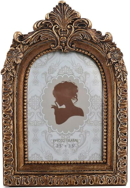 SIKOO Vintage Mini 2.5 × 3.5 Picture Frame Antique Small Ornate Table Top Wall Mounting Photo Fr... | Amazon (US)