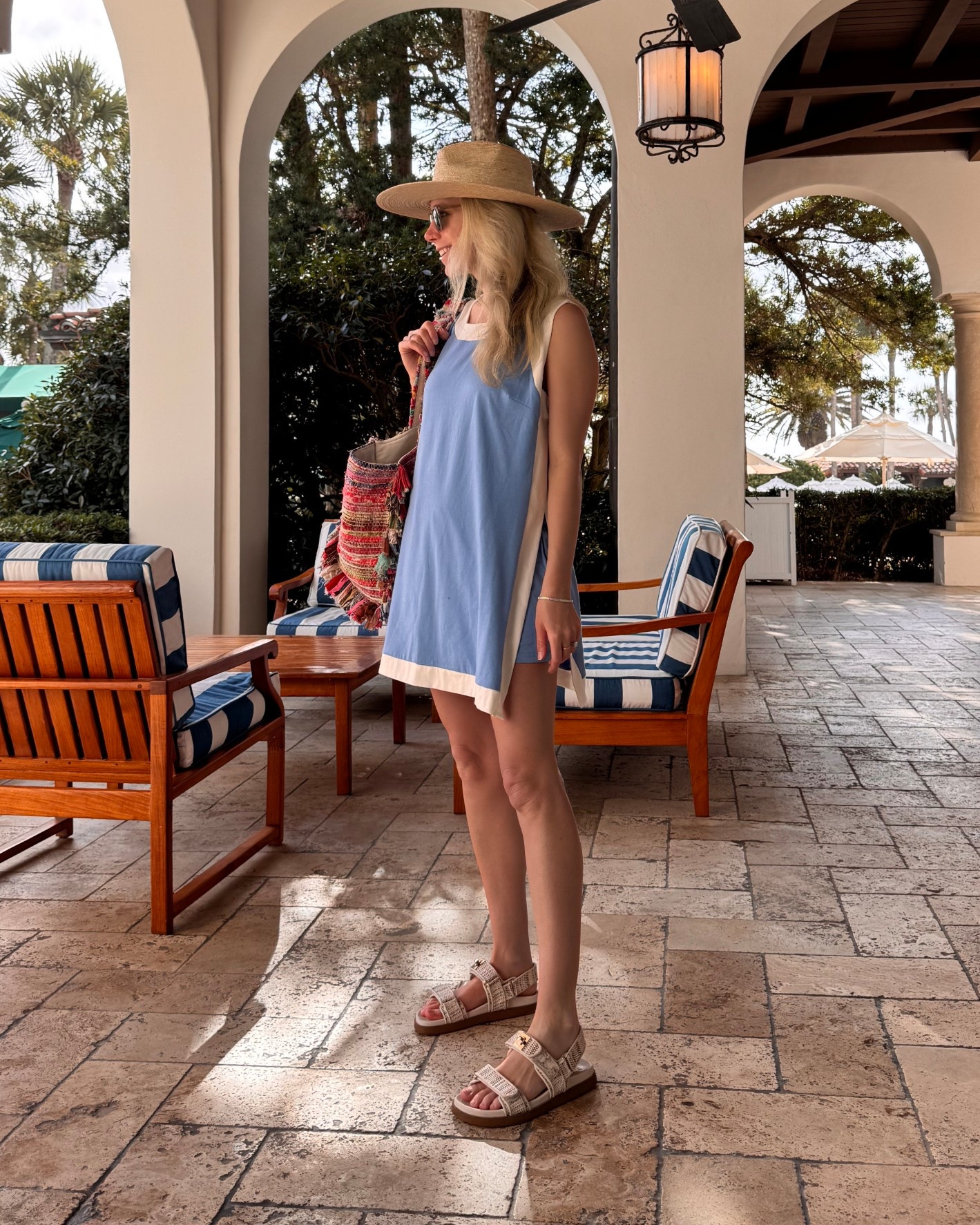 2 piece set cover up dress with shorts light blue colorblock tunic sandals dresses amazon fashion amazon outfit hat 

#LTKootd #LTKTravel #LTKgrwm