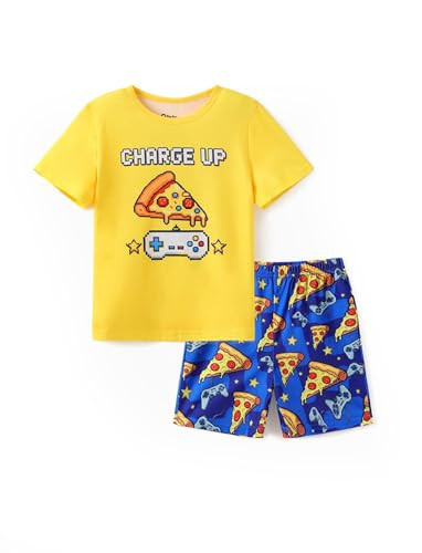 PATPAT Boys Summer Pajamas Cartoon Sleepwear Yellow Games 12 Years | Amazon (US)