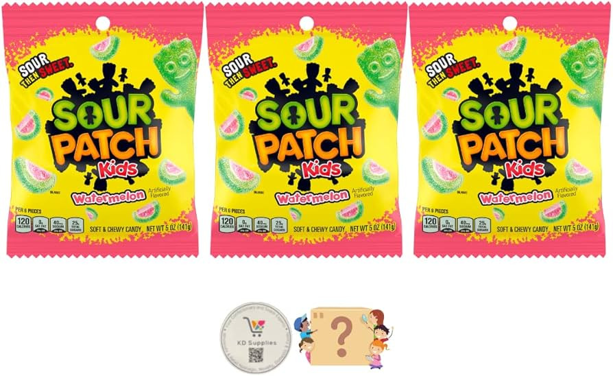 Sour Patch Kids (Pack of 3 - 5 oz each) Soft and Chewy Candy with Bonus Nostalgic Mystery Gift (W... | Amazon (US)