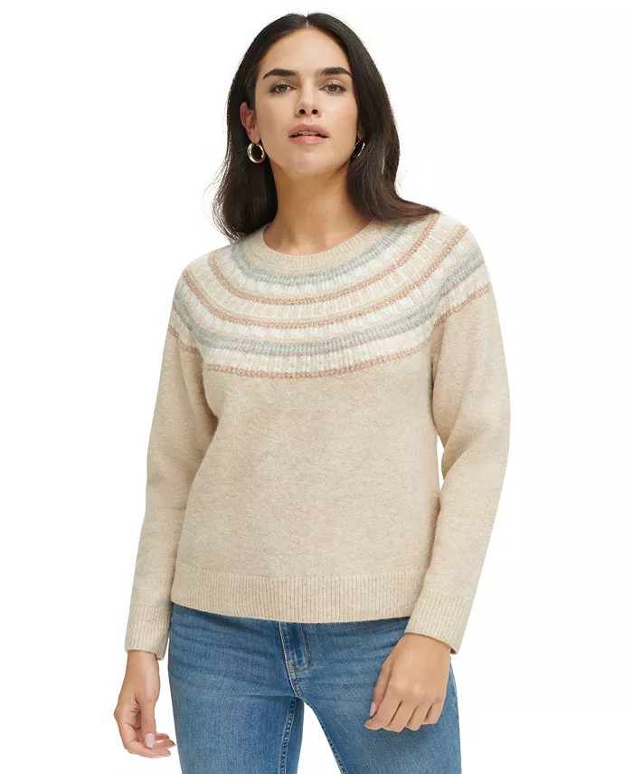 Women's Crew Neck Fair Isle Sweater | Macy's