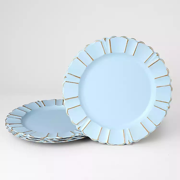 Blue Gold Brushed Scalloped Chargers, Set of 4 | Kirklands