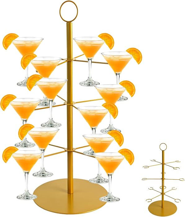 Champagne Tower for Parties, 3-Tier 12-Glasses Cocktail Tree Stand Countertop Wine Glass Holder f... | Amazon (US)