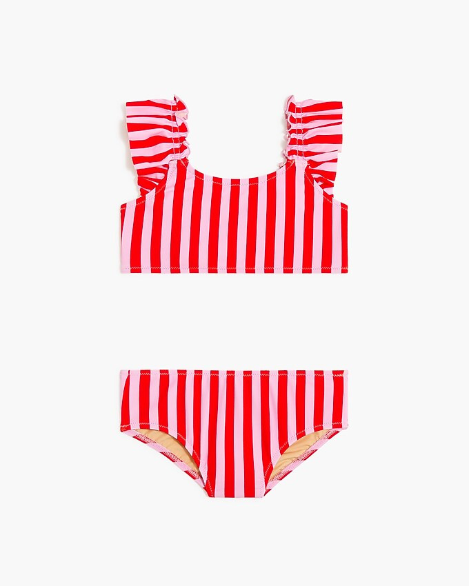 Girls' striped ruffle-strap bikini set | J.Crew Factory
