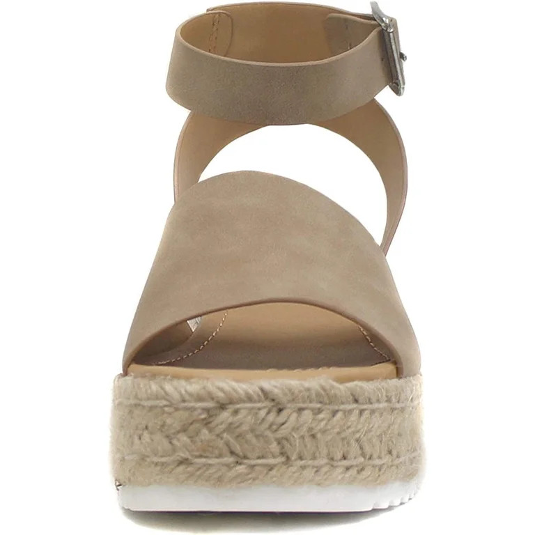 Soda Topic Casual Espadrilles Wedge Ankle Strap Sandal Natural (6.5) | Walmart (US)