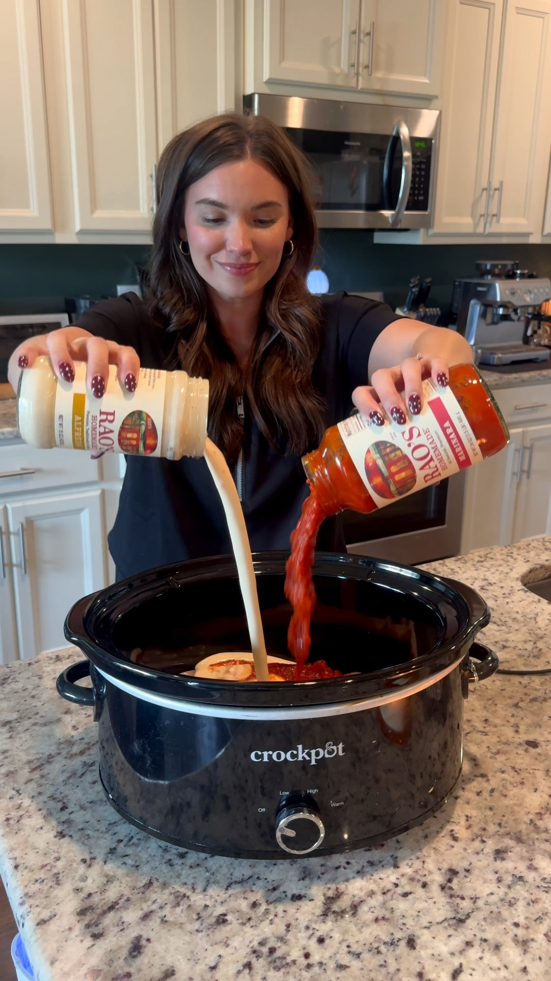 This easy crockpot recipe is a MAJOR hit in our house- and bonus, it’s kid approved super easy and can be prepped ahead of time in under 5 minutes!

WHAT YOU NEED:
• chicken
• 1 jar pasta sauce
• 1 jar alfredo sauce
• salt
• pepper
• garlic powder
• mozzarella cheese
• noodles (we use GF!)

WHAT YOU DO:
• add chicken, sauces, seasonings to crockpot and cook on high for 3-4 hours
• shred chicken and stir in dry noodles, add a little bit of water if needed
• cook on high for another 30-45 minutes or until noodles are cooked
• add mozzarella cheese

Enjoy!!

#LTKmomlife #LTKvlog #LTKfoodie