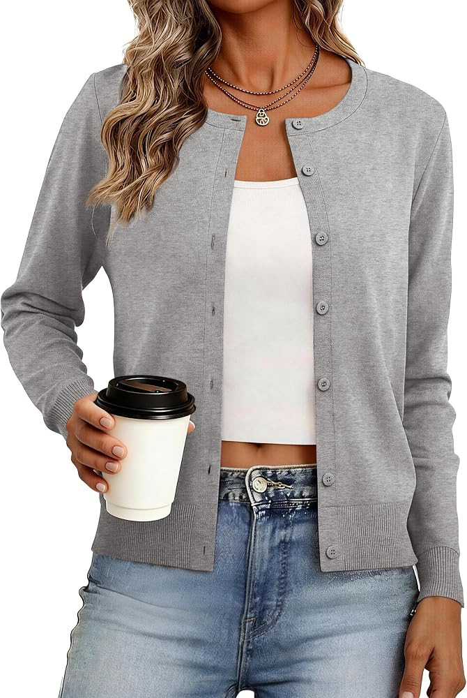 Womens Cardigan Sweaters Lightweight Long Sleeve Button Down Knit | Amazon (US)