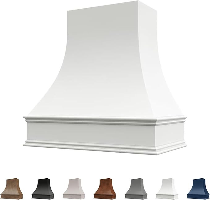 Riley & Higgs Primed Wood Range Hood Cover, Curved Front, 31.5"W x 36"H | Finished with a smooth ... | Amazon (US)