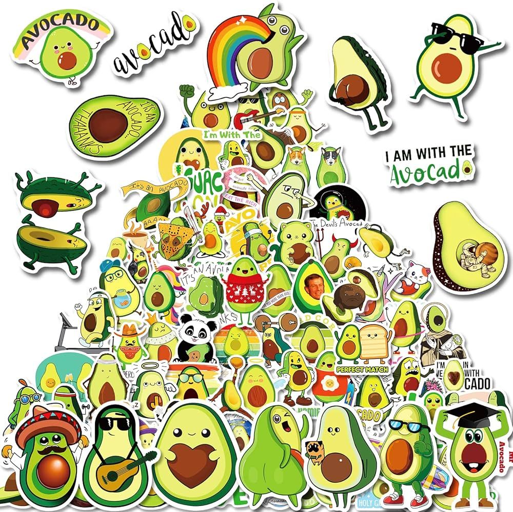 100 Pcs Avocado Stickers Cute Fruit Vinyl Stickers for Water Bottle, Phone Case, Laptop, Luggage,... | Amazon (US)