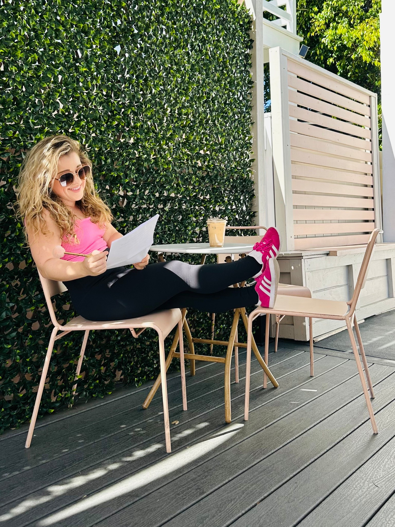 Learning lines in the sunshine!☀️ 

#LTKPetite #LTKmorningroutine #LTKdayinmylife
