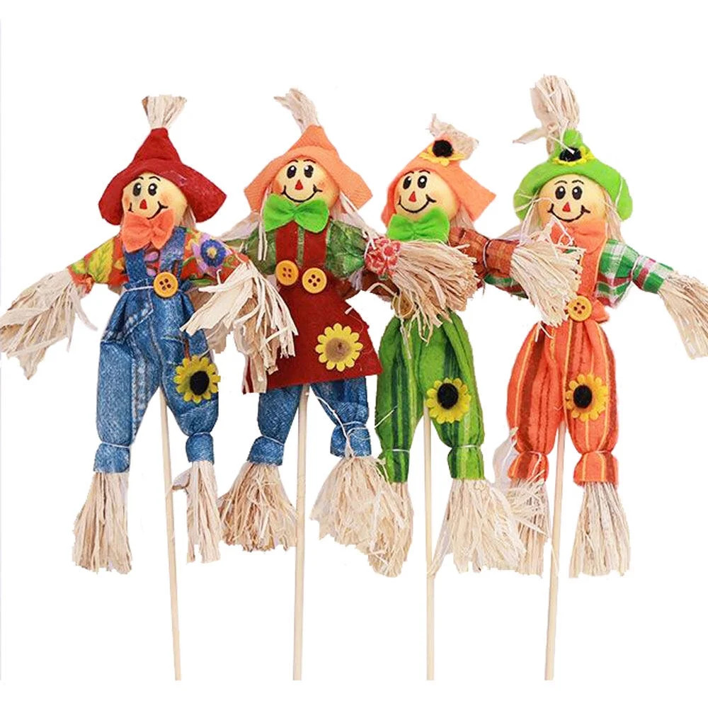 6 Pieces Halloween Scarecrow Decoration Fall Harvest Standing Scarecrow Decor for Halloween, Gard... | Walmart (US)