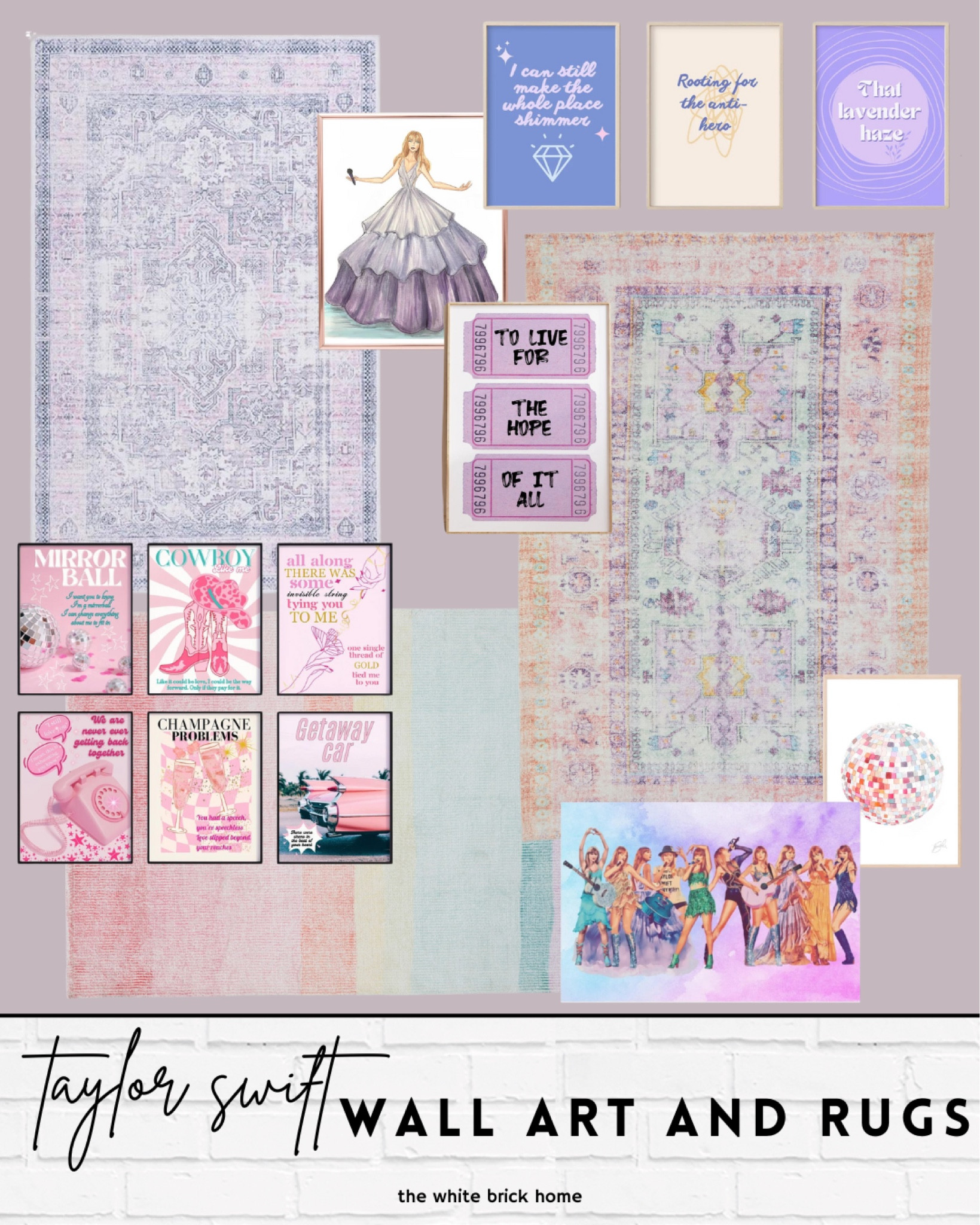 So many affordable Etsy downloads if you are looking to decorate a Taylor swift bedroom - how cute are these prints paired with these rugs? 🌸💗

Bedroom, girls bedroom, girls room, girls bedroom rug, girls bedroom wall art, Taylor swift, Taylor swift bedroom, Taylor swift bedroom ideas, Taylor swift bedroom decor. 

#LTKFamily #LTKKids #LTKHome