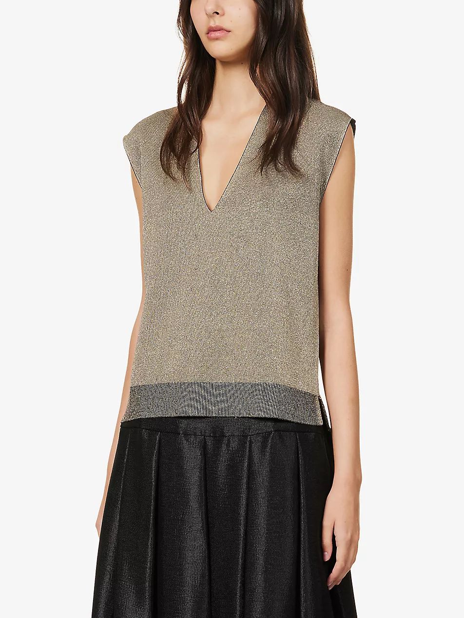 Metallic V-neck knitted vest | Selfridges