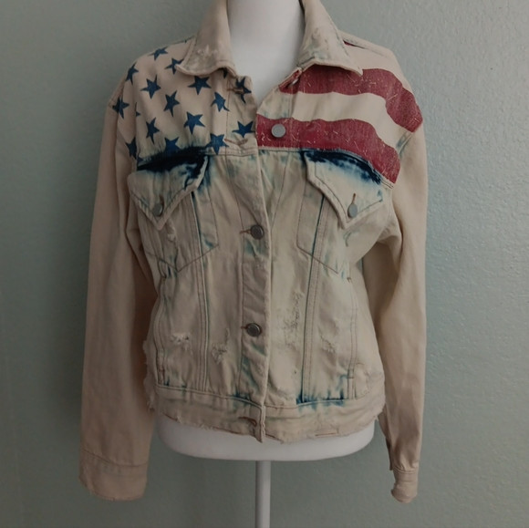 Blank nyc American flag distressed denim jacket sz xs 4th Of July | Poshmark