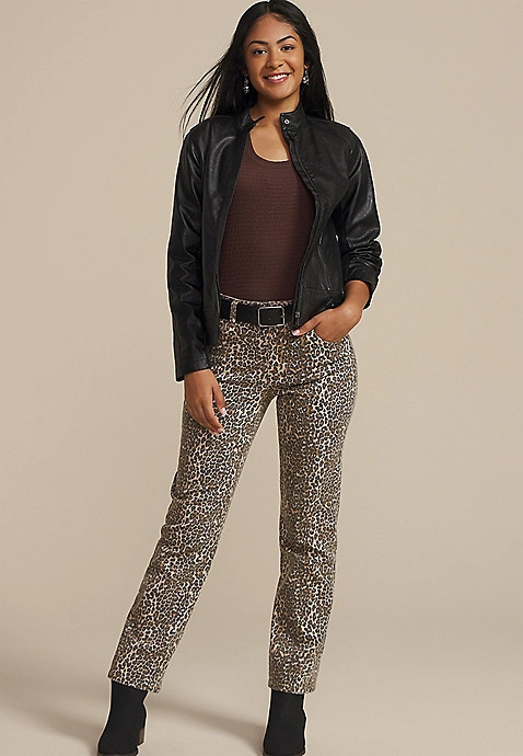 m jeans by maurices™ High Rise Leopard Straight Jean | Maurices