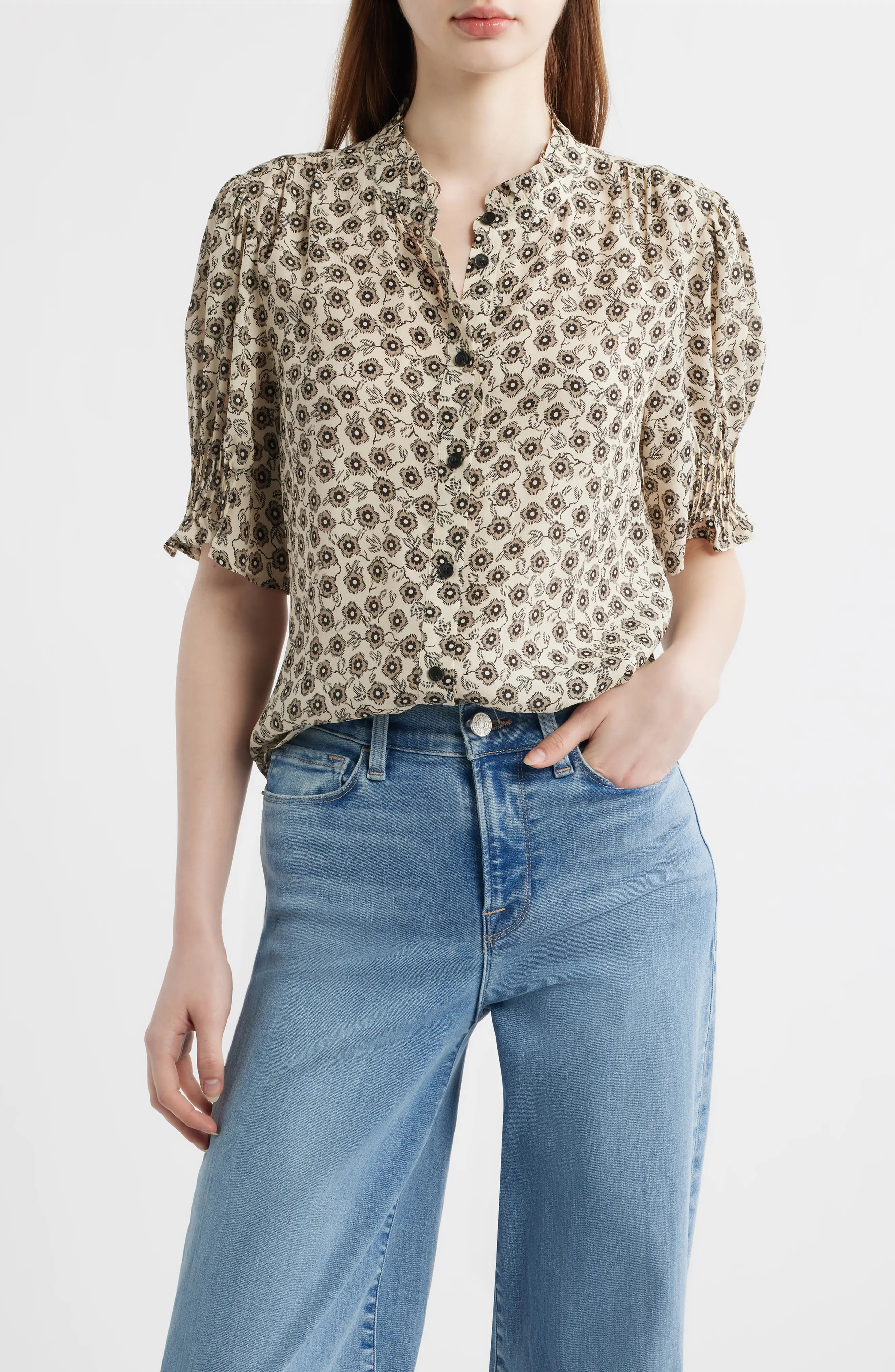 rag & bone Dakota Floral Shirt in Cream Flora at Nordstrom, Size Small | Nordstrom