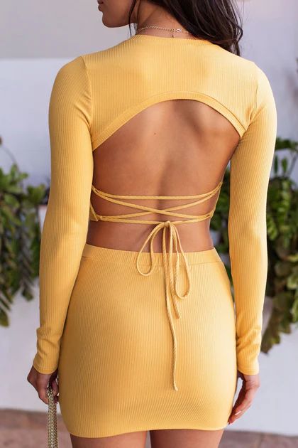 Get Some Sun Yellow Ribbed Open Back Crop Top | Shop Priceless
