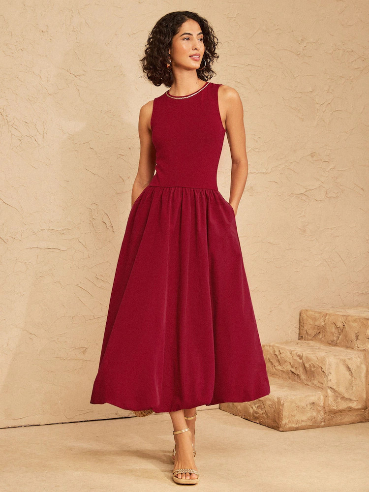 Love & Roses 2 In 1 Bubble Hem Jersey Midi Dress | Next EU