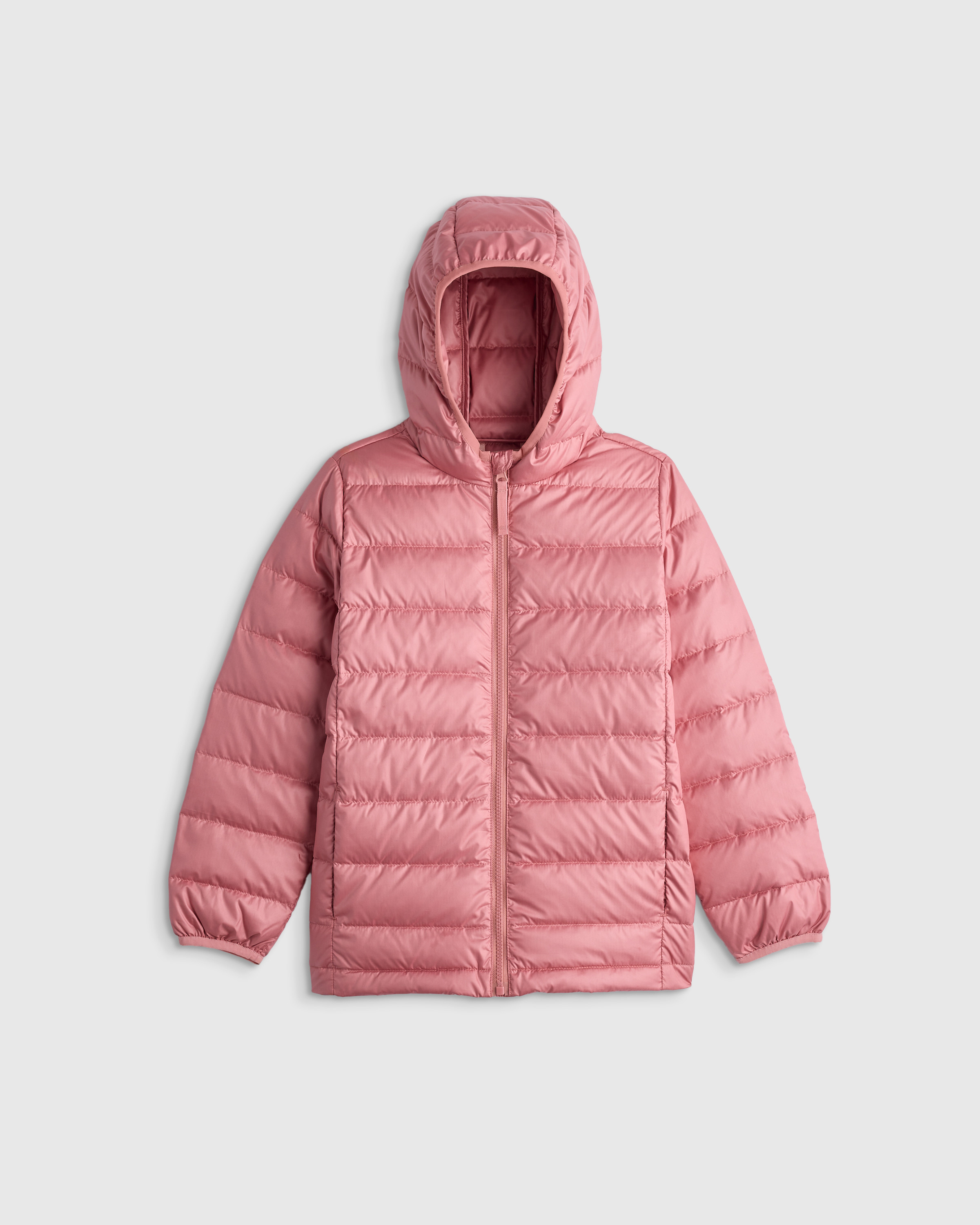 Quince | Lightweight Down Hooded Puffer Jacket in Dusty Rose, Size 12, Recycled Polyester | Quince