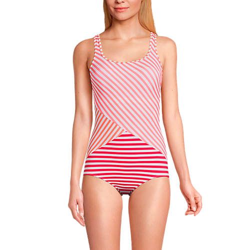 Women's Chlorine Resistant Scoop Neck Soft Cup Tugless Sporty One Piece Swimsuit Print | Lands' End (US)