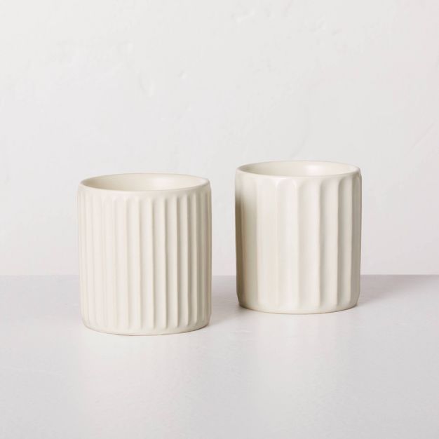 2pk Fluted Ceramic Meadow and Salt Candle Gift Set 3oz - Hearth &#38; Hand&#8482; with Magnolia | Target