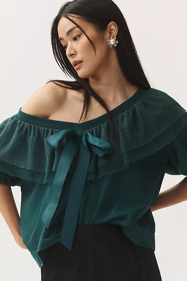 Maeve V-Neck Bow Sweater | Anthropologie (US)