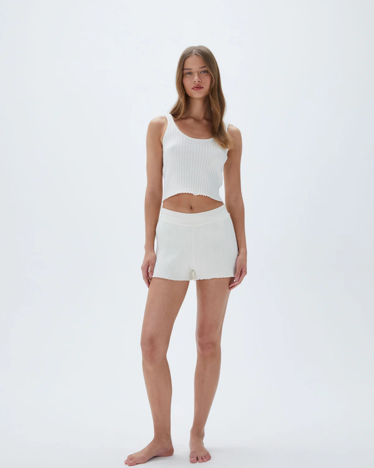 Rib Knit Short - Marshmallow White | Adanola UK