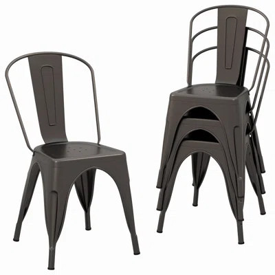 Style Metal Dining Chairs Set of 4 w/ Removable Backrest for Dining Room | Wayfair North America
