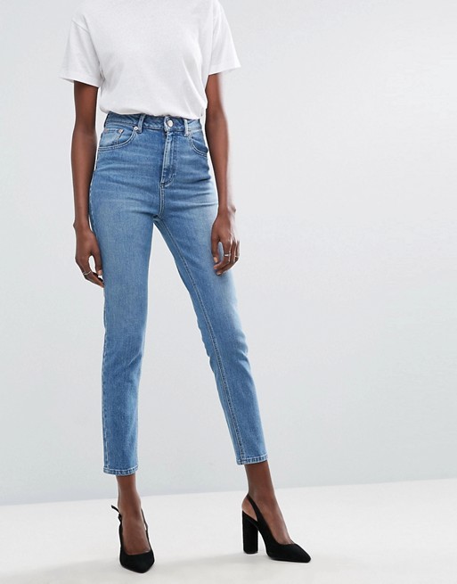 ASOS DESIGN Farleigh high waist slim mom jeans in light stone wash | ASOS UK