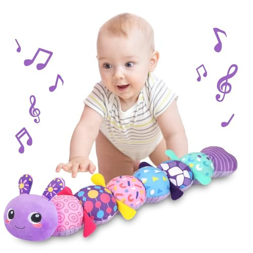 KMUYSL Baby Toys 0-6 6-12 Months, Sensory Music Animal Stuffed Toy for 0 1 2 3 4 5 6+ Months, Plush Toy with Crinkle and Rattles for Infant Newborn, Tummy Time Toys Gifts for 0-3-6-12 Month | Amazon (US)