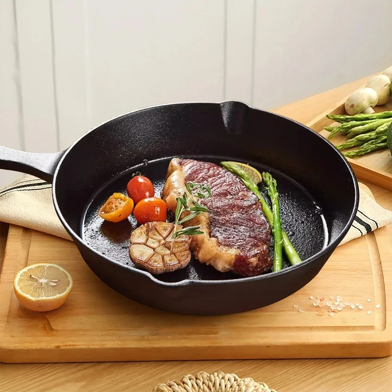 TINANA 10 inch Pre-Seasoned Cast Iron Skillet with Handle and Dual-Use Insulating Pad | Walmart (US)