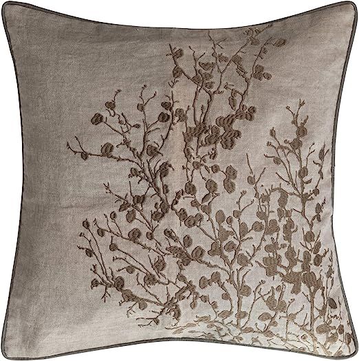 Creative Co-Op Linen and Cotton Embroidery Piping, Grey and Brown Pillow Covers, 18" L x 18" W x ... | Amazon (US)