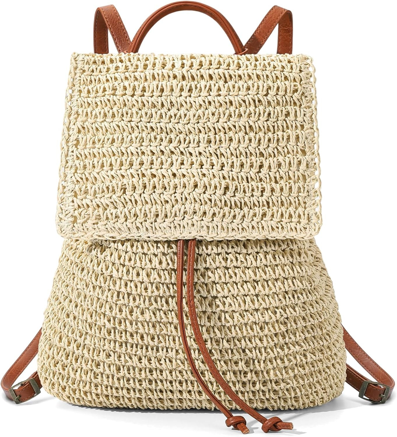 RNIEGA Straw Backpack for Women Beach Bag Woven Drawstring Bagback Summer Purse Handbags for Trav... | Amazon (US)