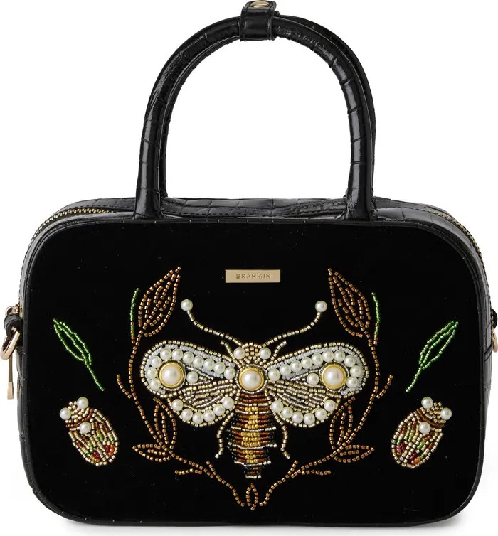 Mara Velvet & Croc Embossed Leather Top Handle Bag | Nordstrom