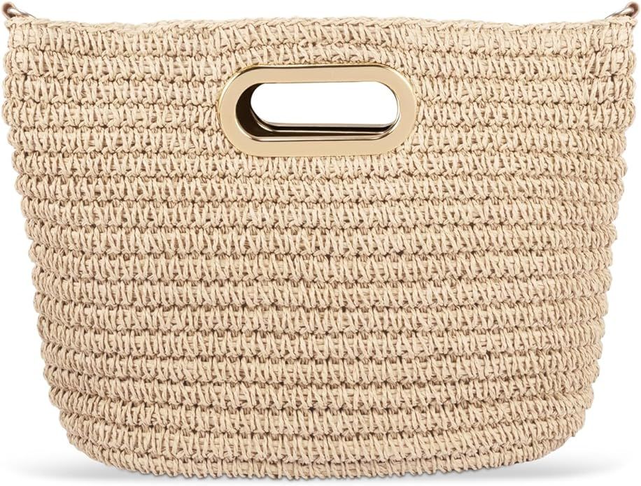 Straw Clutch Purses for Women - Summer Beach Woven Handbags - Top Handle Straw Clutch with Adjust... | Amazon (US)