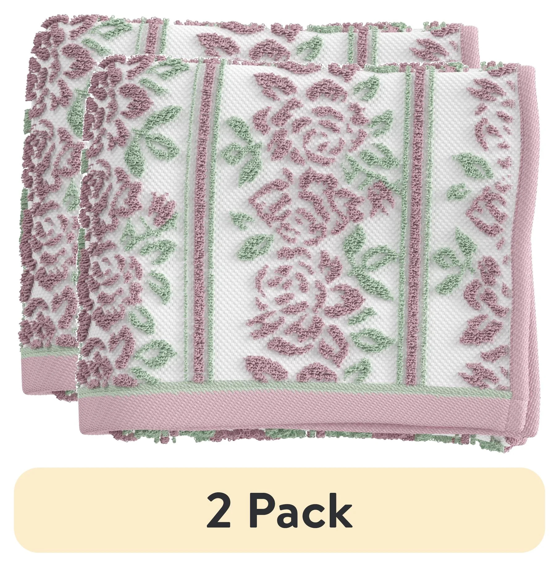 (2 pack) Beautiful by Drew Barrymore Wallpaper Hand Towel, Soft 100% Cotton, Rose Pink | Walmart (US)