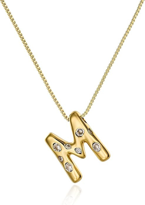 Cicy Bell Initial Necklace for Women 14k Gold Plated Cubic Zirconia Trendy Personalized Dainty Le... | Amazon (US)