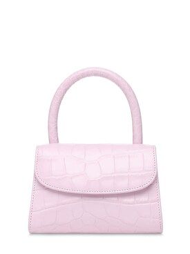 BY FAR - Mini croc embossed leather bag - Pink | Luisaviaroma | Luisaviaroma