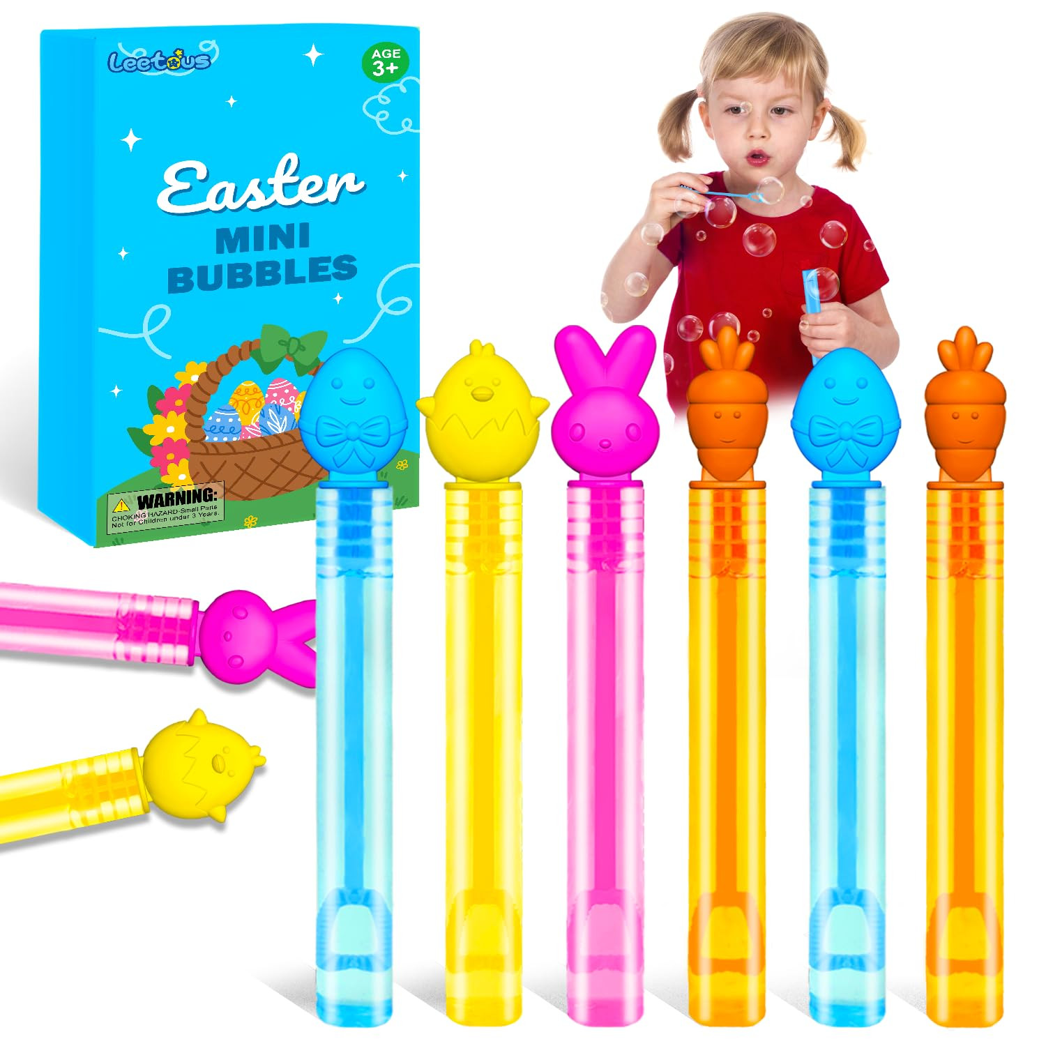 24 Pack Easter Mini Bubbles Wands Party Favors for Kids, Spring Toys Gifts Basket Stuffers for To... | Amazon (US)