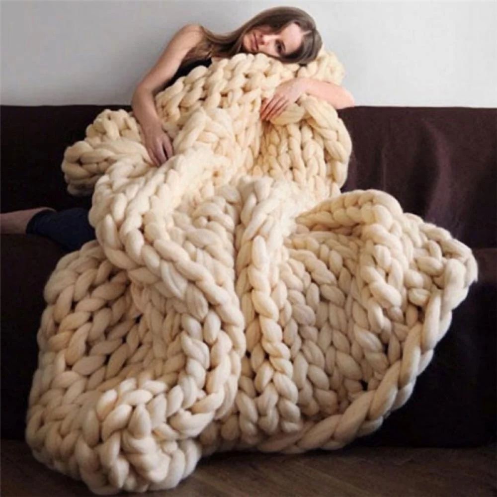 Factory Price!Chunky Knit Blanket Chenille Throw Blanket Knitted Throw Blanket for Bed, Sofa & Ch... | Walmart (US)