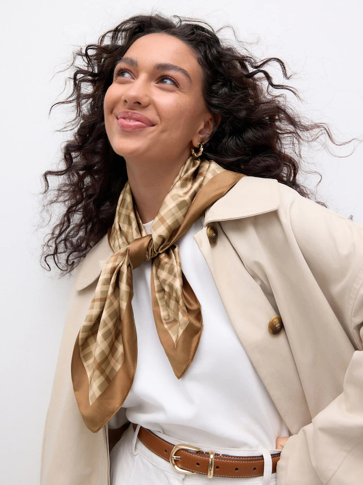 Buy Brown Check Satin Square Scarf from Next United Arab Emirates | Next UAE