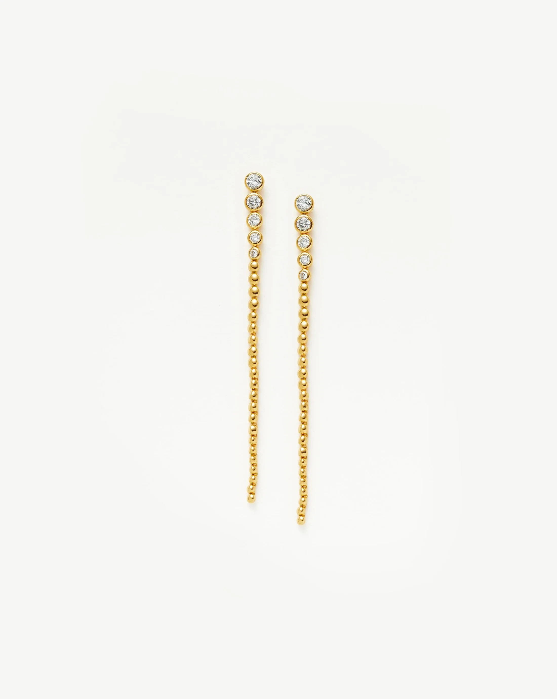 Tennis Beaded Stone Extra Long Gold Drop Earrings | Missoma | Missoma UK