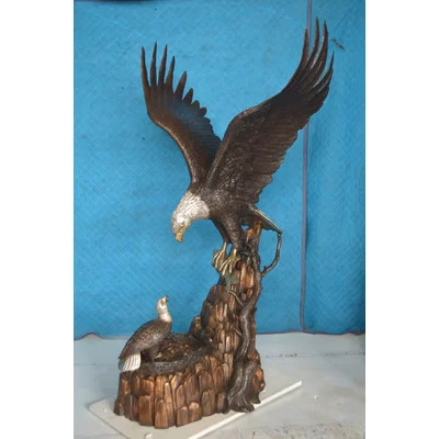 Eagle With Nest Bronze Statue - Size: 36"L X 40"W X 63"H. | Wayfair North America