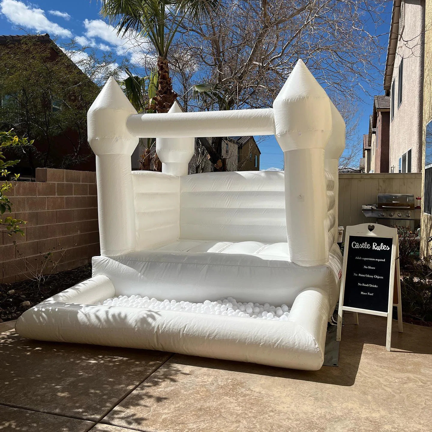 8' x 10' 100% Vinyl White Bounce House with Ball Pit and Air Blower | Wayfair North America