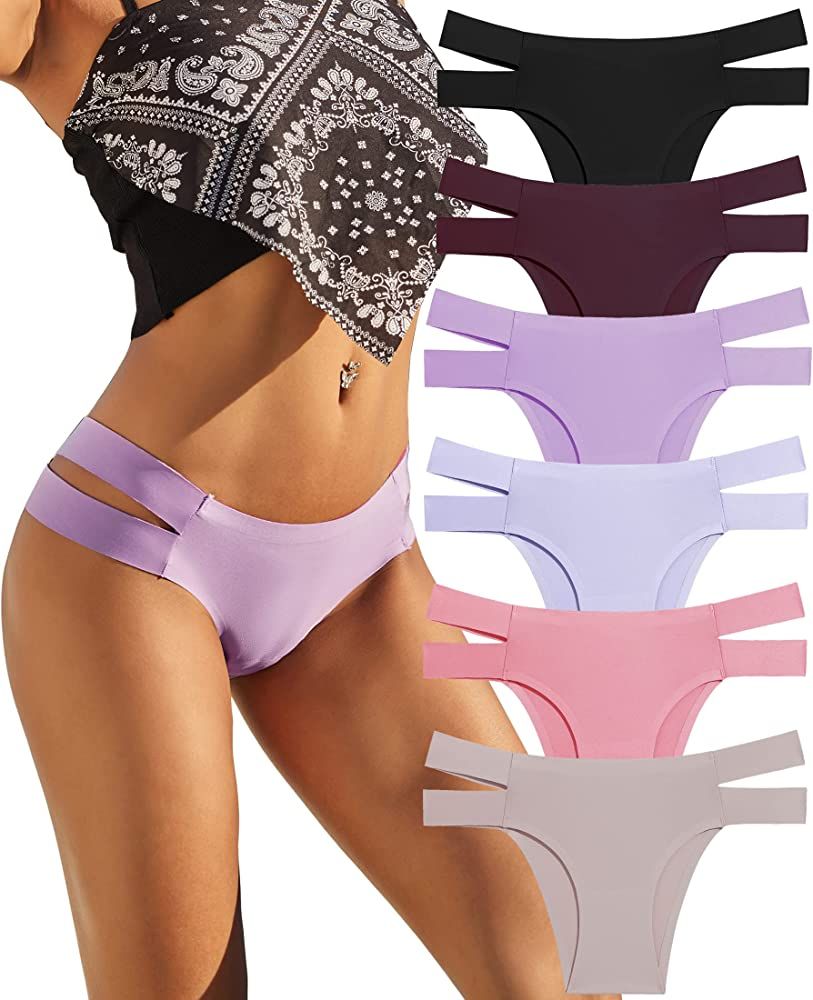 Knowyou Seamless Underwear for Women Sexy Bikini Panties Cheeky High Cut Hipster Stretch Cute Pan... | Amazon (US)